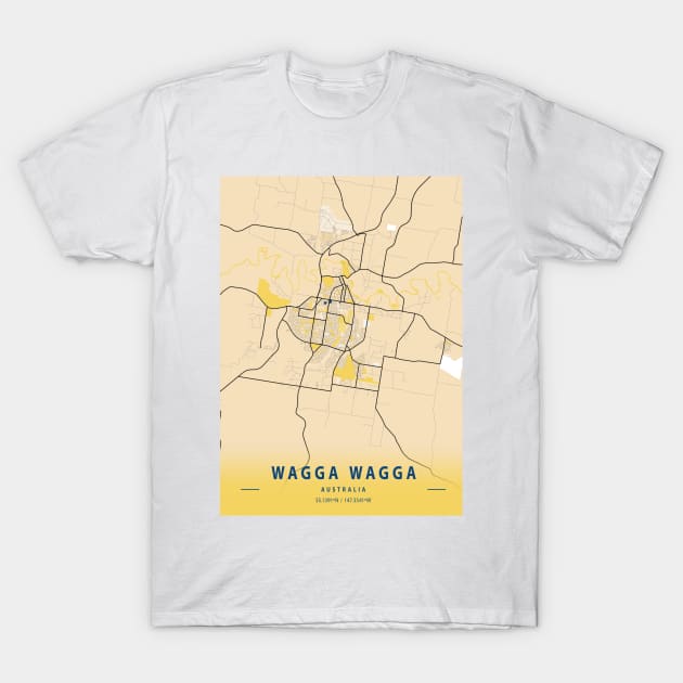 Wagga Wagga - Australia Yellow City Map T-Shirt by tienstencil